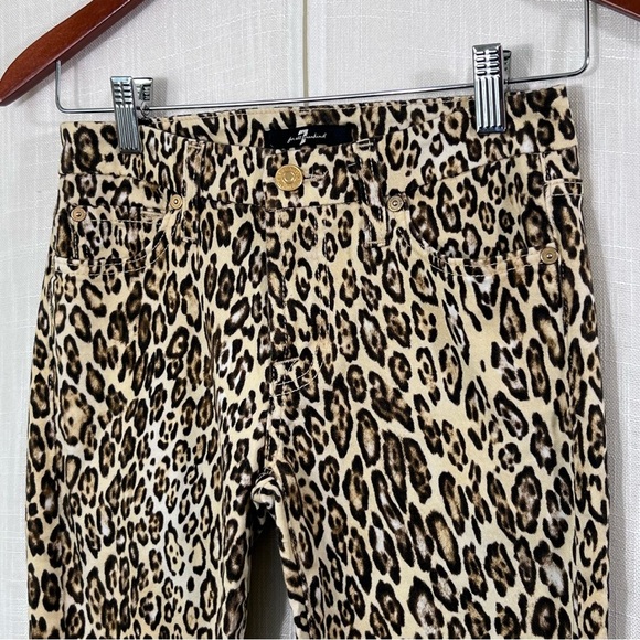 7 For All Mankind Leopard Print Festival Stretch Cigarette Leg Jeans Sz 24 - Picture 5 of 12